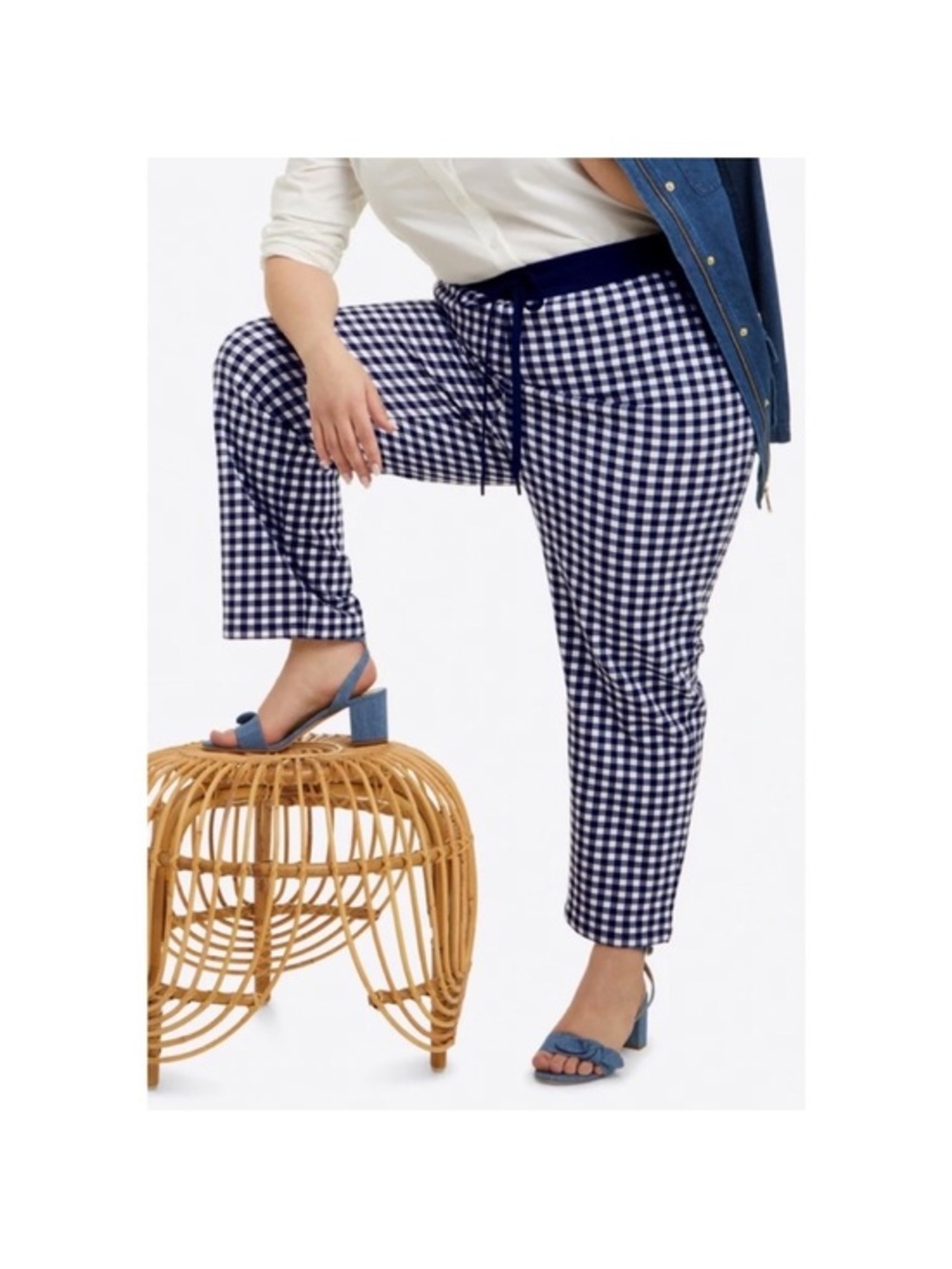 Draper James Gingham Lounge/Sweatpants Size Women’s XXL Color Navy/White